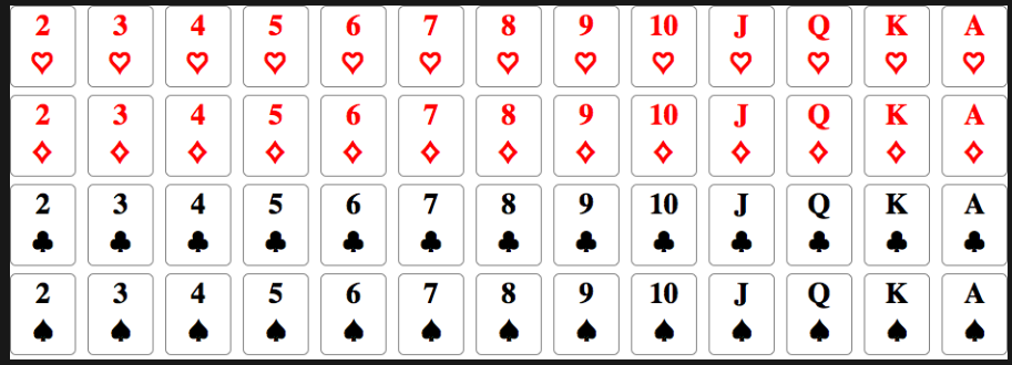 Những quân bài được sử dụng trong trò Poker Texas hold 'em